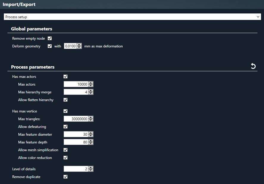 process settings