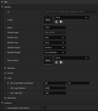 Fill manikin description data asset